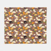 コーヒーを飲むかわいい猫たち|過去記事 フリースブランケット (正面(横))