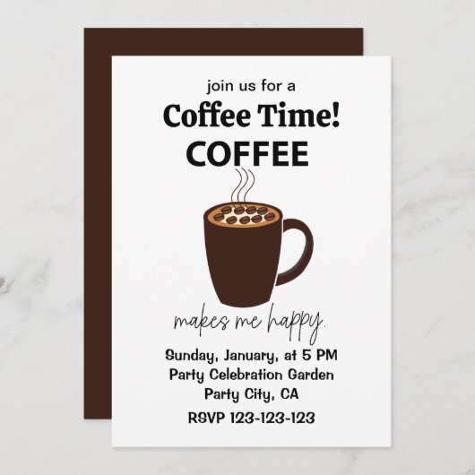 コーヒーを飲むとコーヒーが出る 招待状 (正面/裏面)
