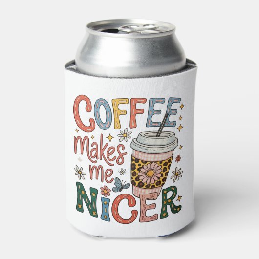 コーヒーを飲むと優しくなる サッシー アイスコーヒー ジョーク 缶クーラー (缶正面)