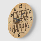 コーヒーを飲むと幸せになれる ラージ壁時計 (傾斜)