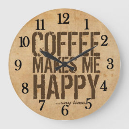 コーヒーを飲むと幸せになれる ラージ壁時計