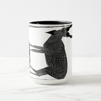 コーヒーを飲むと怖いヤギ！ 抽象画 マグカップ