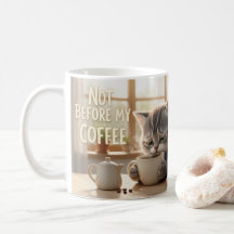コーヒーを飲むまでは嫌だにゃ! トムとルナの猫マグカップ ねこ ネコ