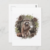 コーヒーを飲むアライグマ ポストカード (正面/裏面)