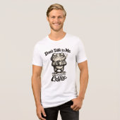 コーヒーを飲むイラスト入りの不機嫌そうなカエル トライブレンドTシャツ (正面全面)