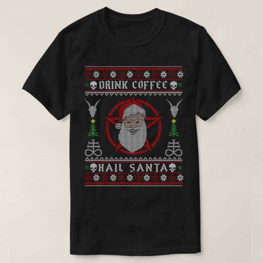 コーヒーを飲むサタン Tシャツ (デザイン正面)