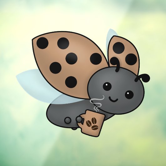 コーヒーを飲むラディバグのウィンドウにしがみつく ウィンドウサイン (シート3)