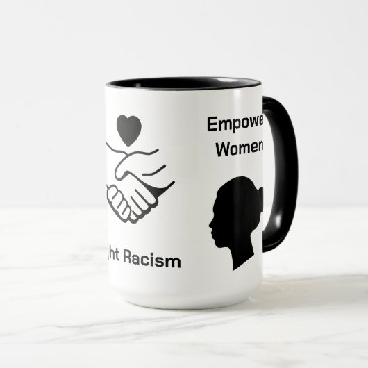 コーヒーを飲む人種差別を助長する女性 マグカップ (正面右)
