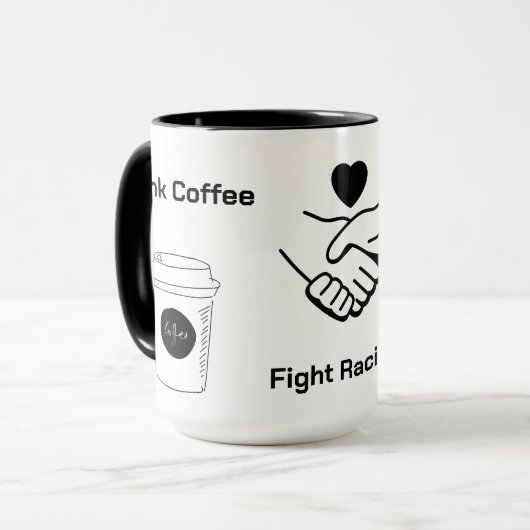 コーヒーを飲む人種差別を助長する女性 マグカップ (正面左)
