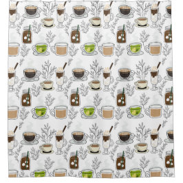 コーヒーを飲む人 シャワーカーテン