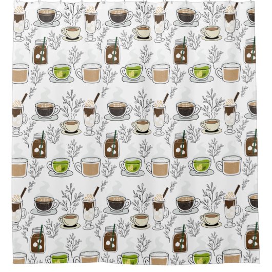 コーヒーを飲む人 シャワーカーテン (正面)