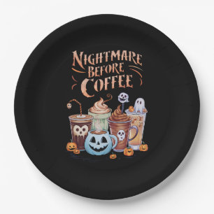 コーヒーを飲む前の夜の悪夢 パンプキンスパイス ハロウィン ペーパープレート