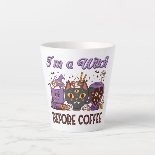 コーヒーを飲む前は魔女だ カフェラテマグ (正面)