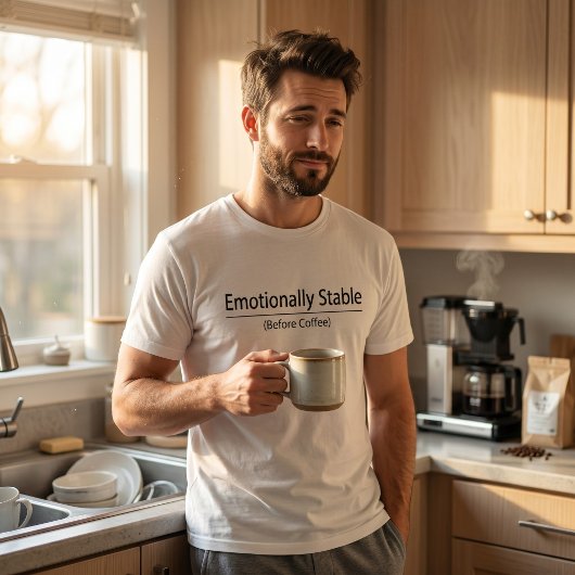 コーヒーを飲む前も感情が安定 Funny Minimalist Tシャツ