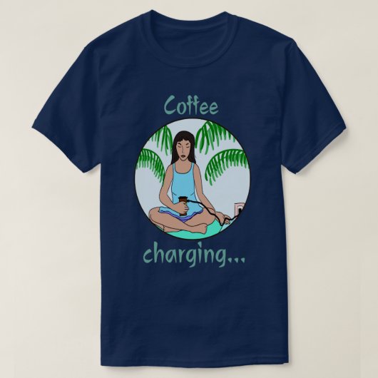 コーヒーを飲む女の子 Tシャツ (デザイン正面)