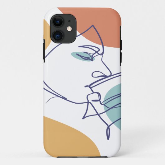 コーヒーを飲む女性の線画ポスター Case-Mate iPhoneケース (裏面)