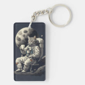 コーヒーを飲む宇宙飛行士ネコ キーホルダー (裏面)