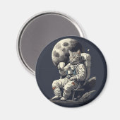 コーヒーを飲む宇宙飛行士ネコ マグネット (正面/裏面)