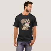 コーヒーを飲む怠惰な無知な猫 Tシャツ (正面フル)