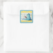 コーヒーを飲む恐竜の角シール スクエアシール (バッグ)