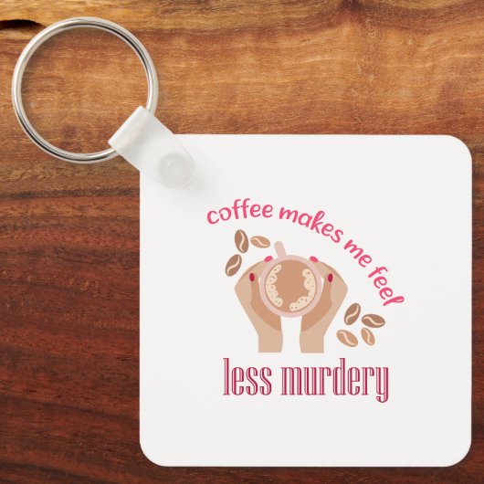 コーヒーを飲む感じと引用文が減るおもしろい キーホルダー (正面)