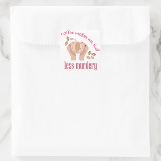 コーヒーを飲む感じと引用文が減るおもしろい スクエアシール (バッグ)