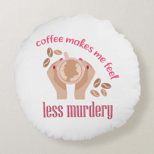 コーヒーを飲む感じと引用文が減るおもしろい ラウンドクッション (裏面)