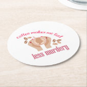 コーヒーを飲む感じと引用文が減るおもしろい ラウンドペーパーコースター (アングル)