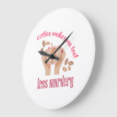 コーヒーを飲む感じと引用文が減るおもしろい ラージ壁時計 (傾斜)