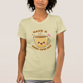 コーヒーを飲む日おもしろいのかわいいが豊富である Tシャツ