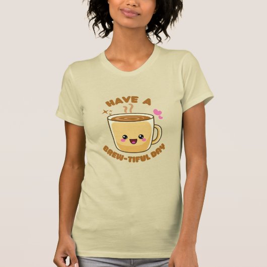 コーヒーを飲む日おもしろいのかわいいが豊富である Tシャツ (正面)