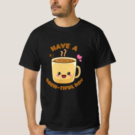 コーヒーを飲む日おもしろいのかわいいが豊富である Tシャツ