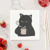 コーヒーを飲む朝の不機嫌な黒猫 スタンダードランチョンナプキン (インサイチュ)