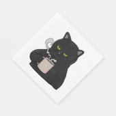 コーヒーを飲む朝の不機嫌な黒猫 スタンダードランチョンナプキン (角)