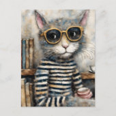 コーヒーを飲む猫 ポストカード (正面)