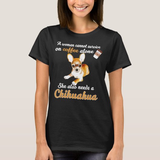 コーヒーを飲む生き延び女は口が無い Tシャツ (正面)