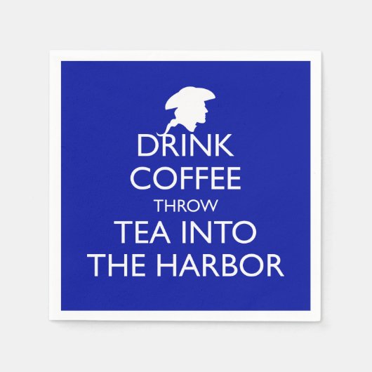 コーヒーを飲む青い港にお茶を投げる スタンダードカクテルナプキン (正面)