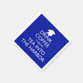 コーヒーを飲む青い港にお茶を投げる スタンダードカクテルナプキン (角)