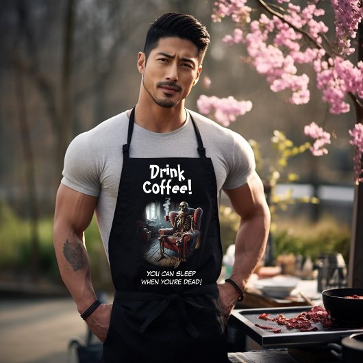 コーヒーを飲む エプロン