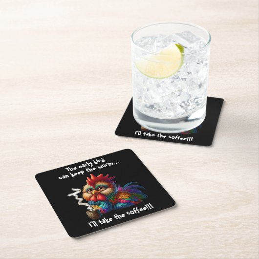 コーヒーを飲む スクエアペーパーコースター (インサイチュ)