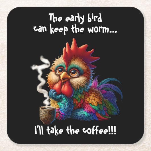 コーヒーを飲む スクエアペーパーコースター (正面)