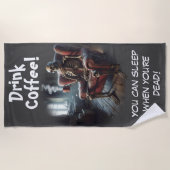 コーヒーを飲む ビーチタオル (正面)