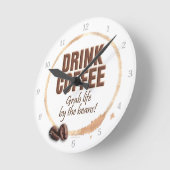 コーヒーを飲む ラウンド壁時計 (傾斜)