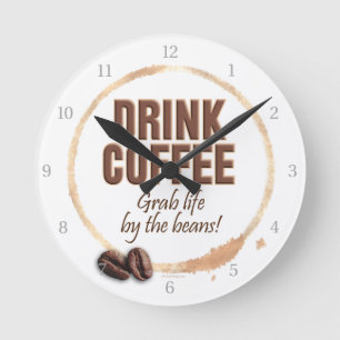 コーヒーを飲む ラウンド壁時計