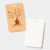 コーヒーを飲む-救鳥 バッジ (正面＆裏面)