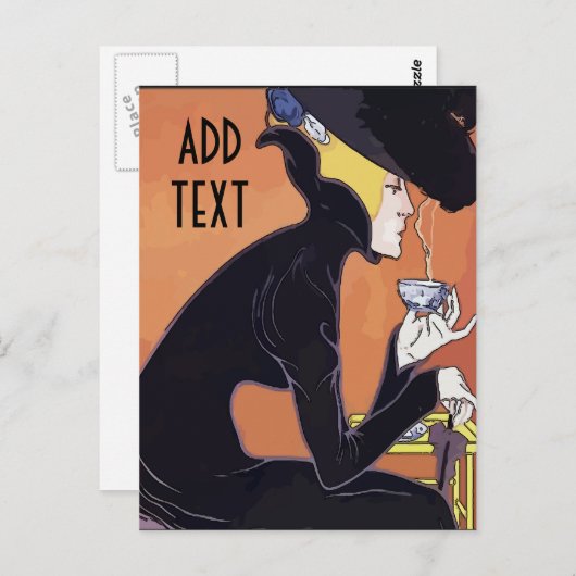 コーヒーを飲む,編集文字を追加, ポストカード (正面/裏面)