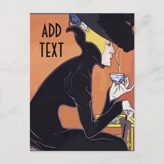 コーヒーを飲む,編集文字を追加, ポストカード (正面)