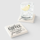 コーヒーを飲めば全てのことが可能になる |タイポグラフィ ストーンコースター (横)
