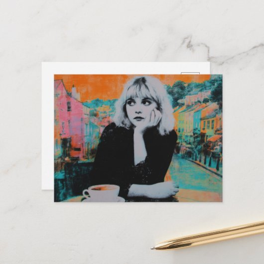 コーヒーを飲んだカラフル人 ポストカード (正面/裏面インサイチュ)