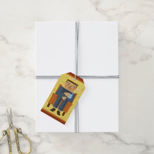 コーヒーを飲んだ人 ギフトタグ (より糸付き)